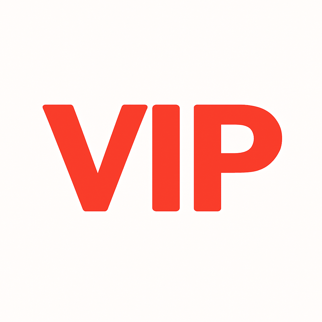 Red 'VIP' letters on a white background for vip numbers list.