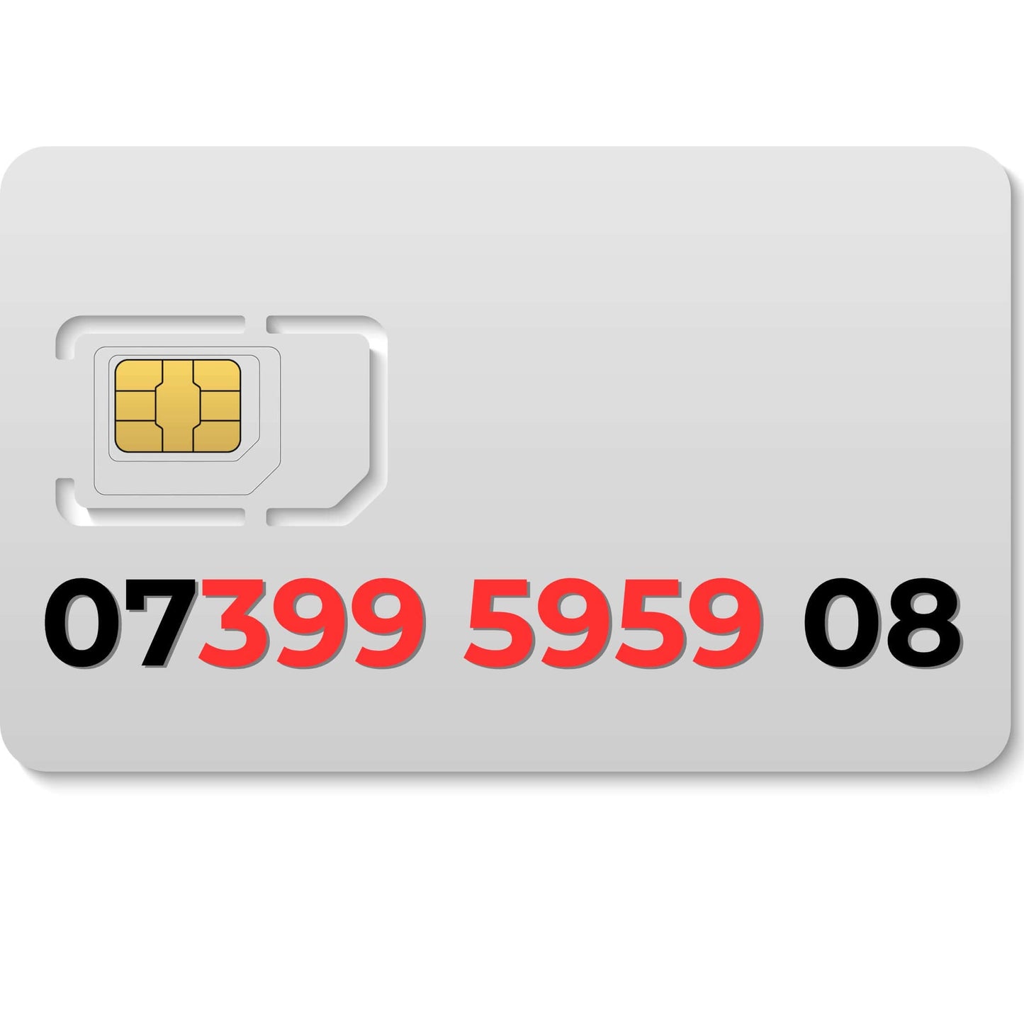 Premium VIP mobile number 07399 5959 08 (UK) on a SIM card, perfect for memorable phone numbers.