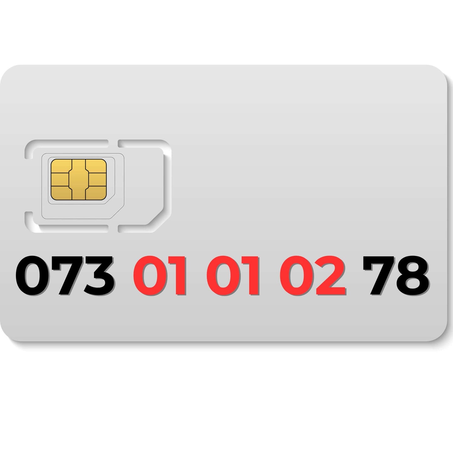 Premium mobile SIM card 073 010102 78 – buy your VIP mobile number UK with a unique gold number.