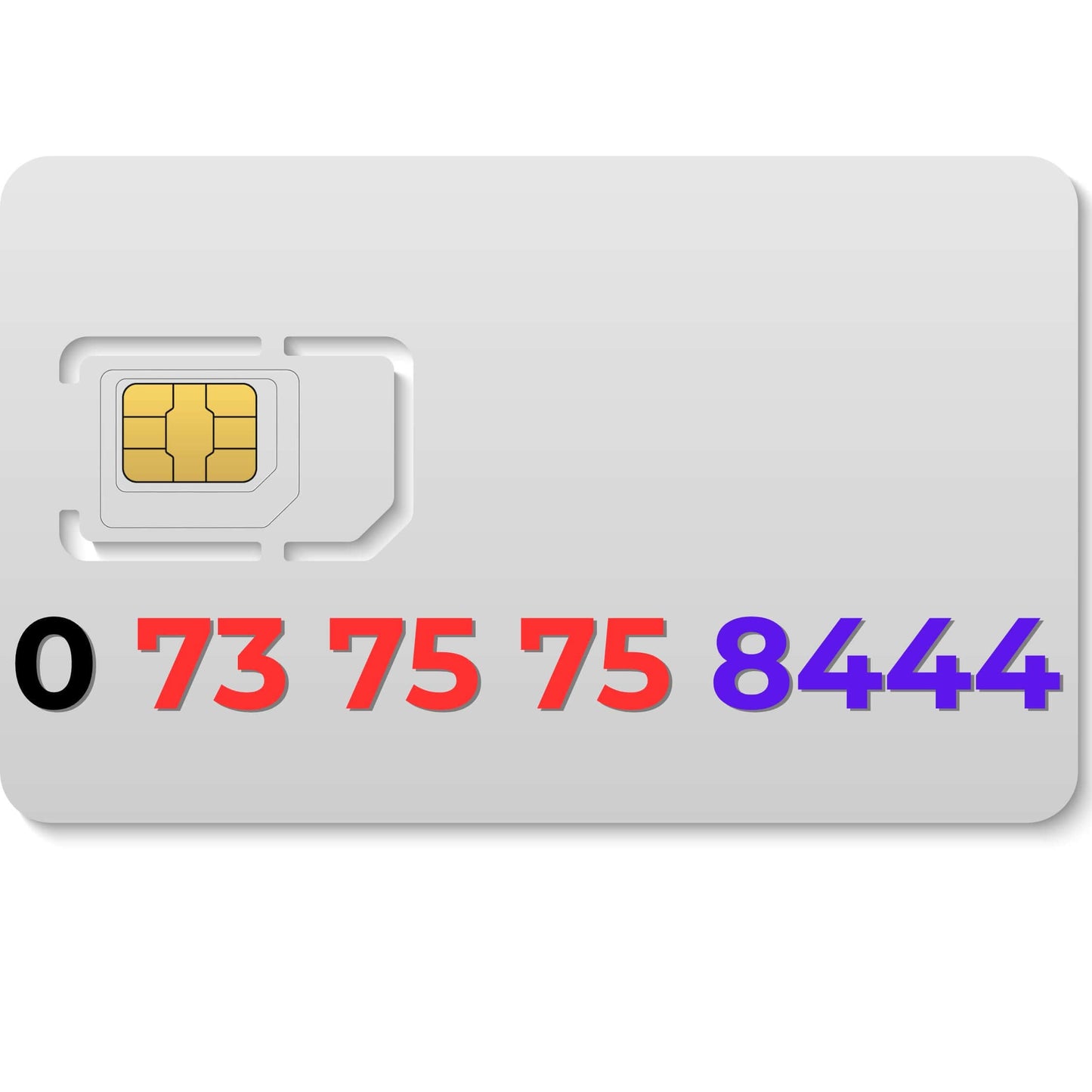 Premium UK SIM card displaying VIP mobile number 07375758444, available for sale as a memorable phone number.