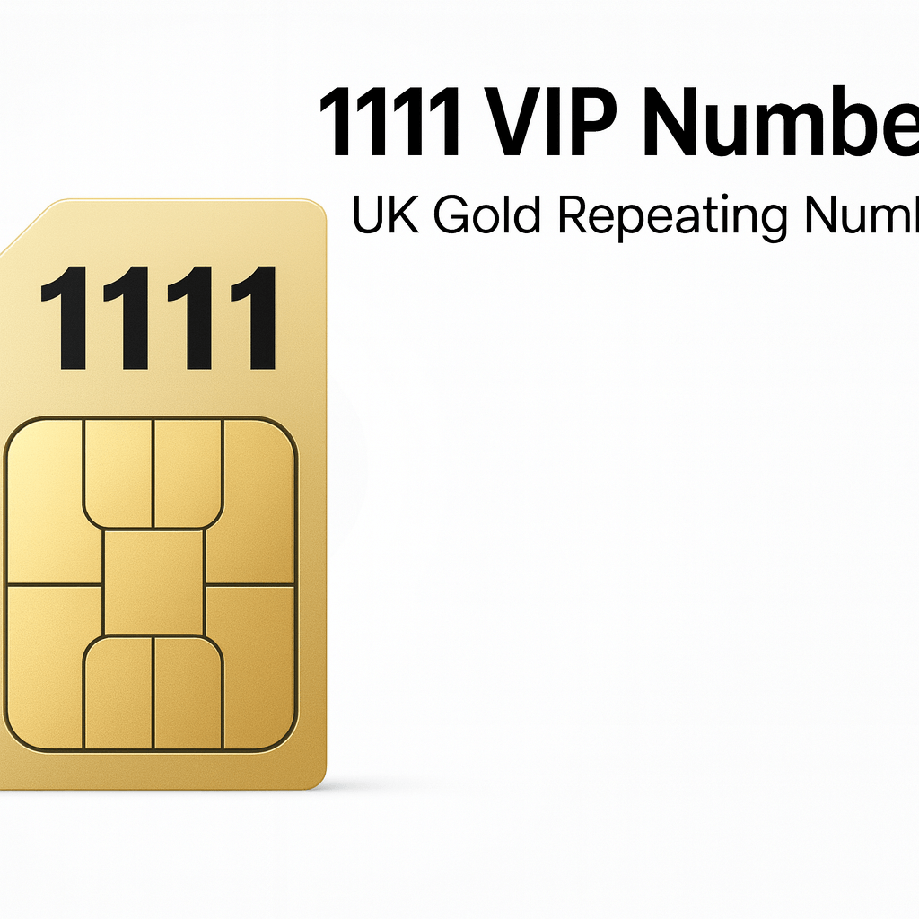 1111 VIP mobile numbers UK collection – premium gold SIM card design with exclusive and memorable repeating 1111 combinations.