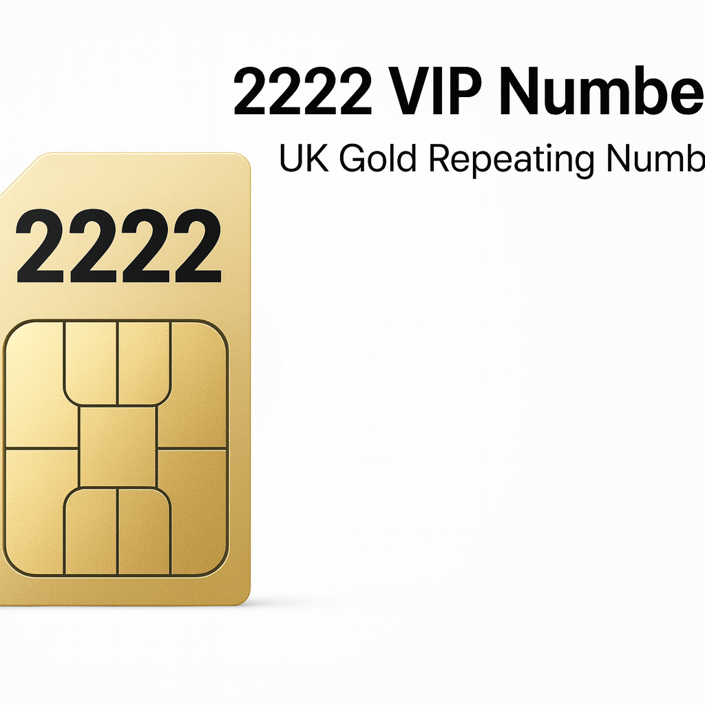 2222 VIP mobile numbers UK collection – premium gold SIM card design with exclusive and memorable repeating 2222 combinations.