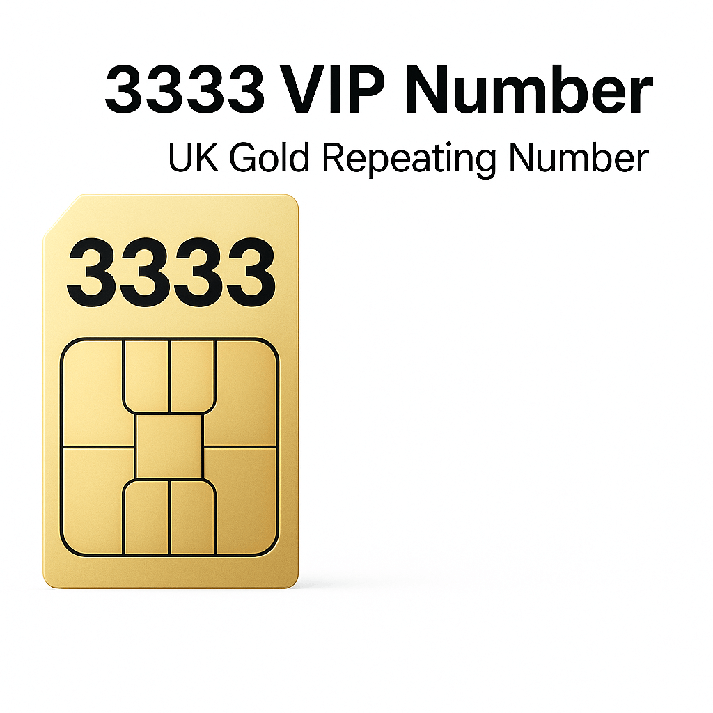 3333 VIP mobile numbers UK gold repeating phone numbers for sale – easy to remember and ideal for branding or personal use.