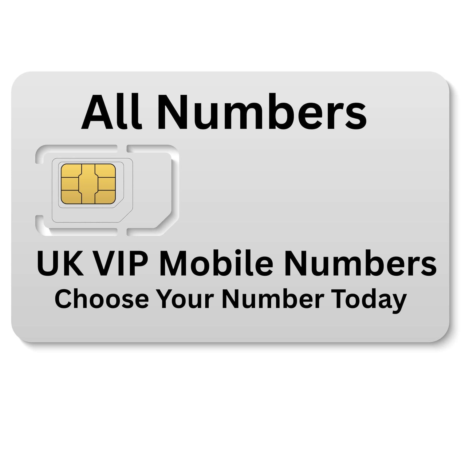 All Numbers collection image showing a SIM card icon with text 'UK VIP Mobile Numbers – Choose Your Number Today'.
