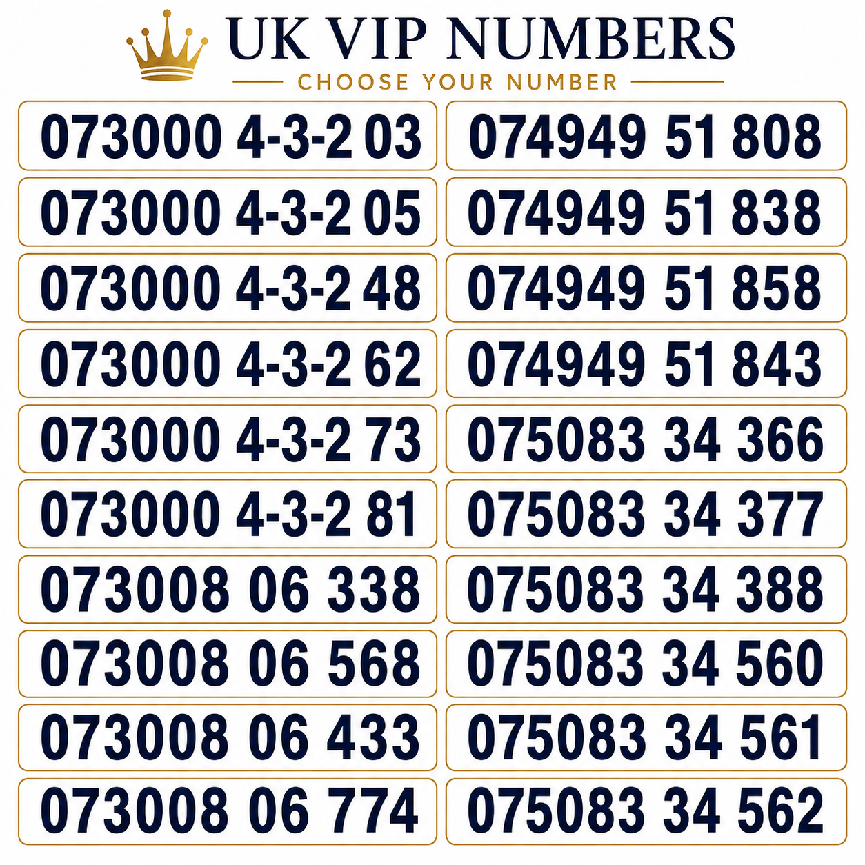EE UK VIP numbers with memorable mobile number patterns on a PAYG SIM