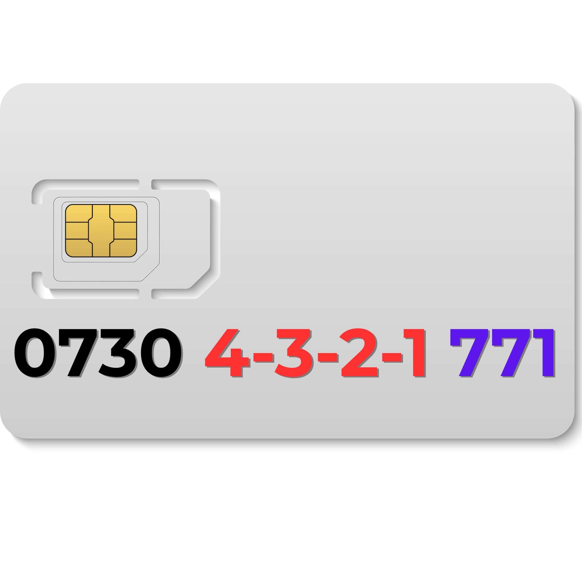 0730 4321 771 SIM card – premium UK mobile number for sale, choose your own gold number for VIP use.