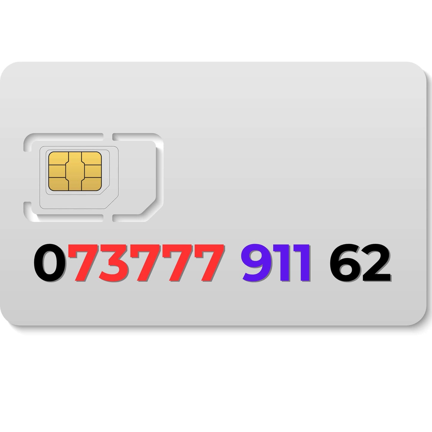 Premium VIP mobile number 073777 911 62 (UK) – exclusive gold SIM for memorable phone numbers.