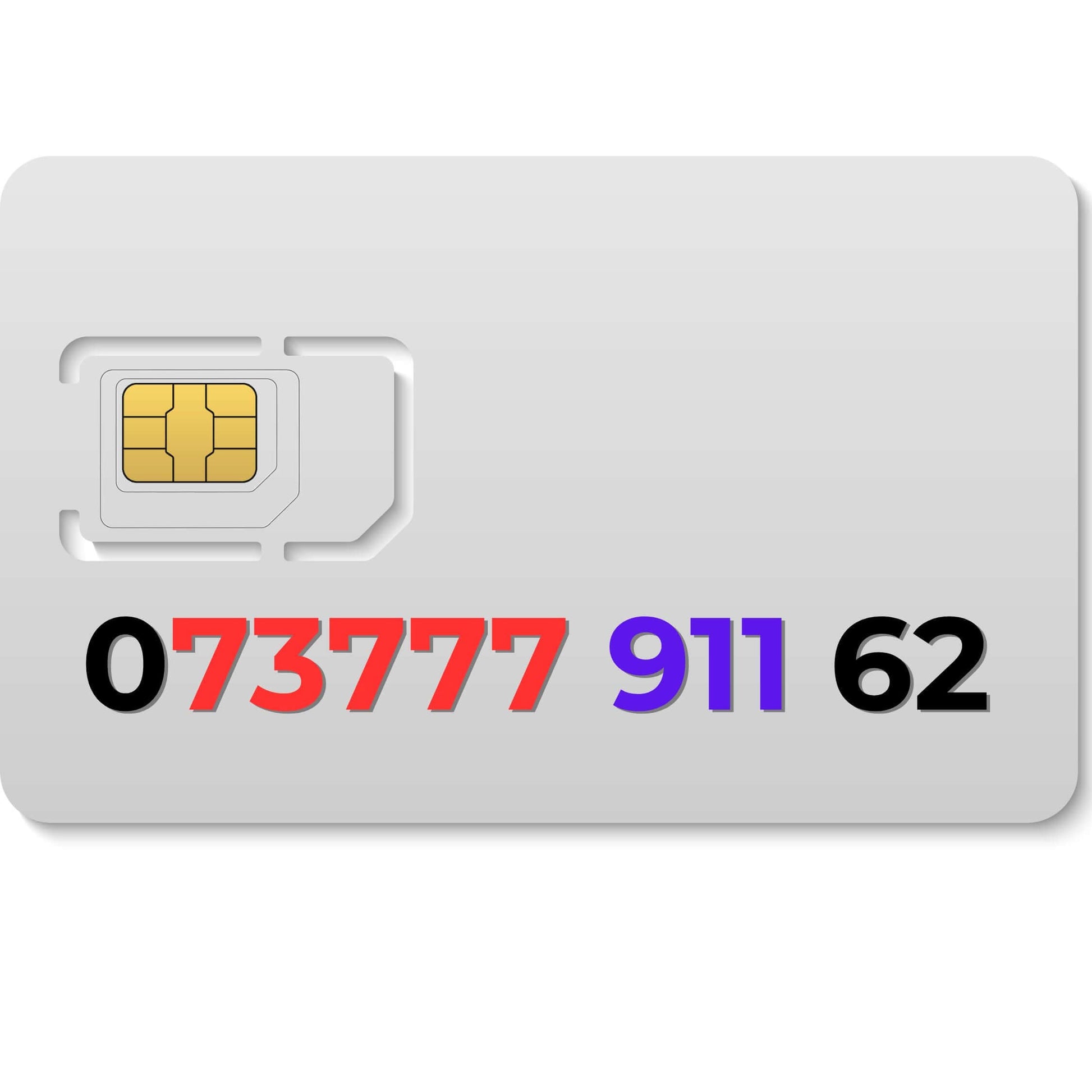 Premium VIP mobile number 073777 911 62 (UK) – exclusive gold SIM for memorable phone numbers.