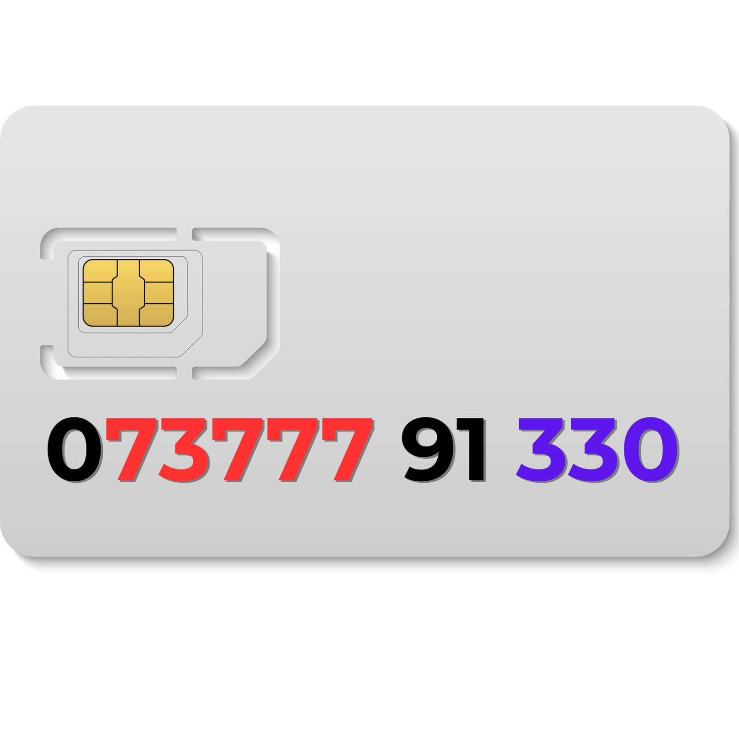 Premium SIM card 073777 91 330 (VIP number UK) – memorable gold number for sale online.