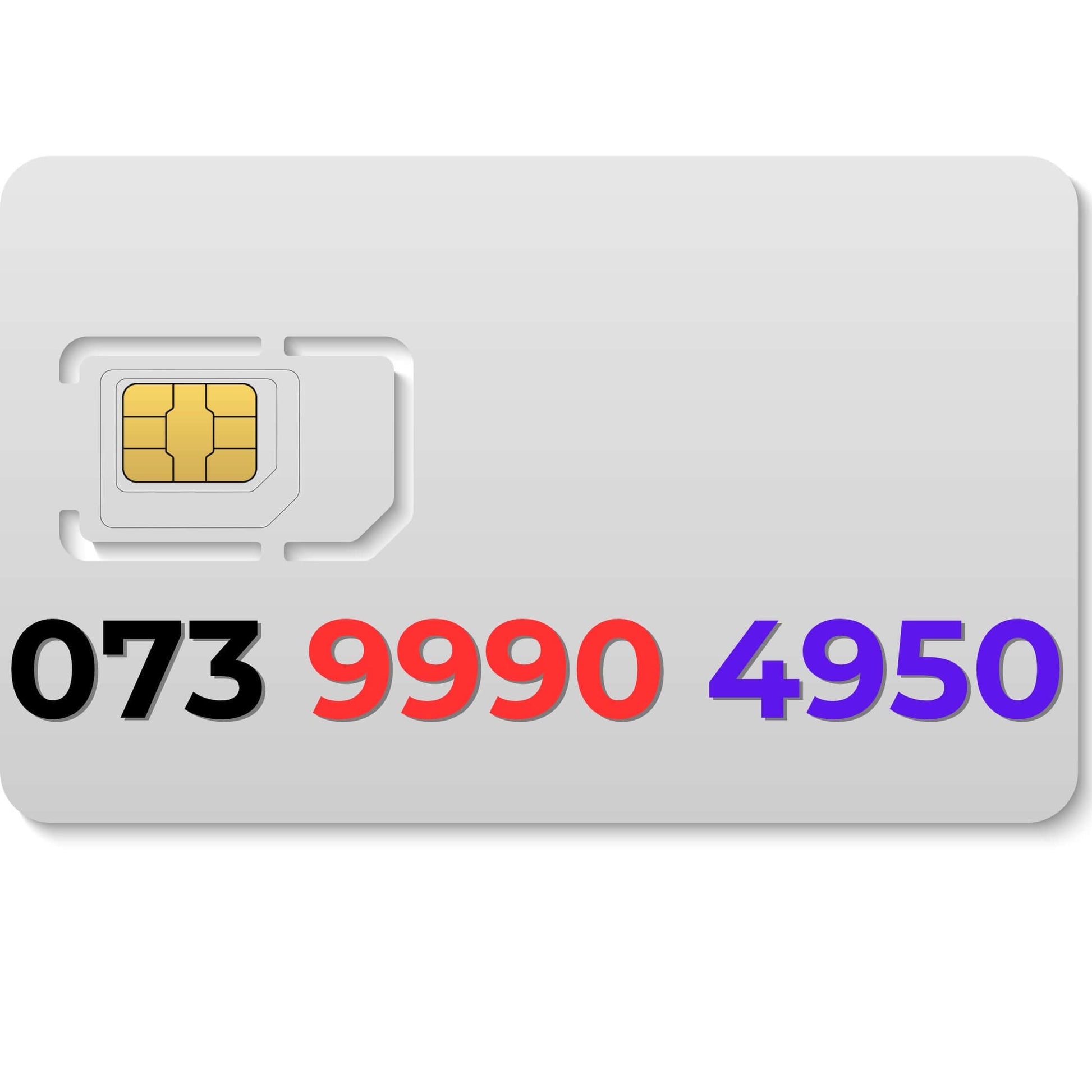 07399904950 VIP mobile number UK on a SIM card – a unique and memorable gold number for sale.