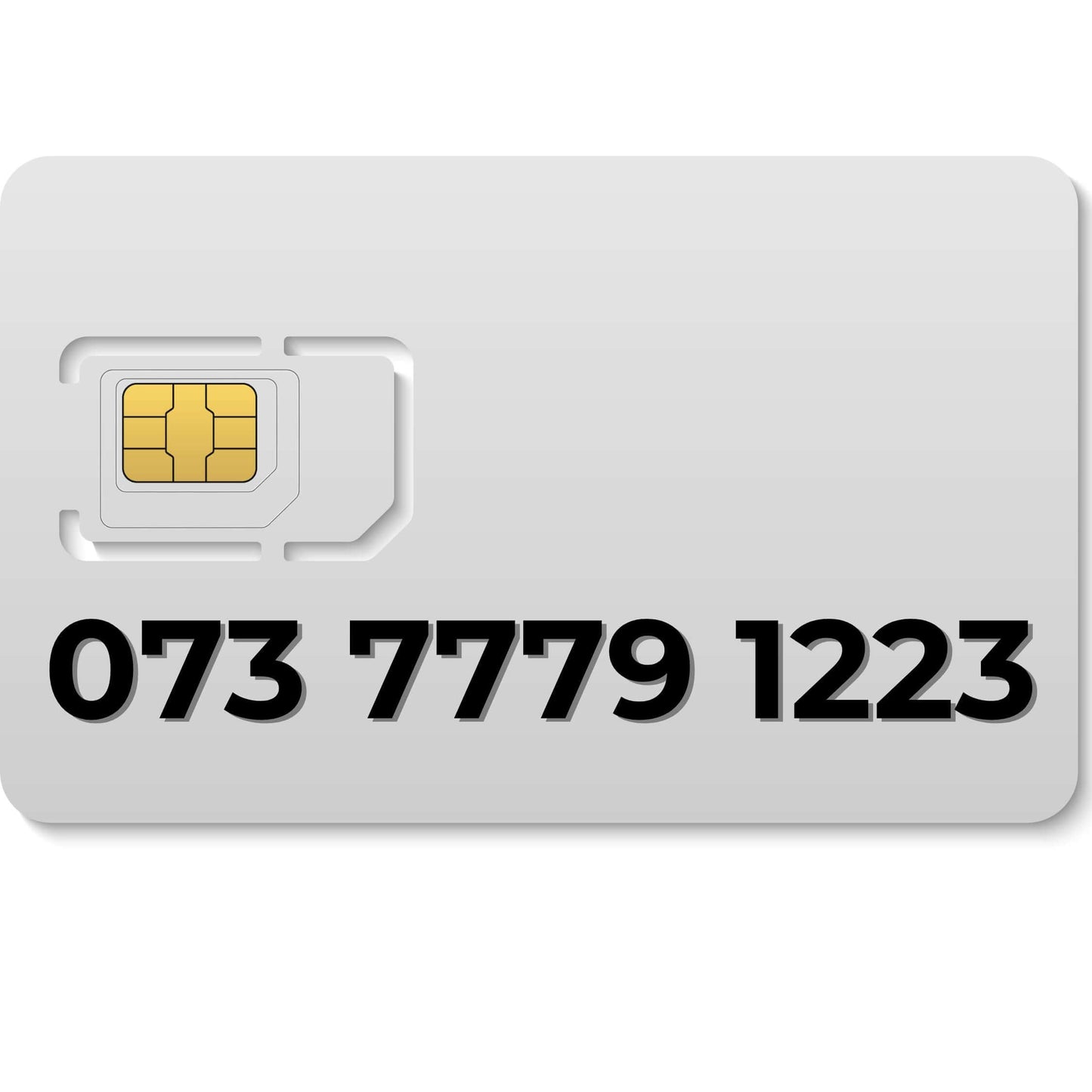 Premium SIM card featuring 073 7779 1223 – a memorable VIP mobile number for sale in the UK.