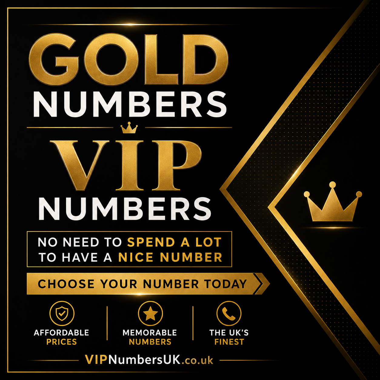 Gold VIP numbers with great prices and memorable UK mobile numbers