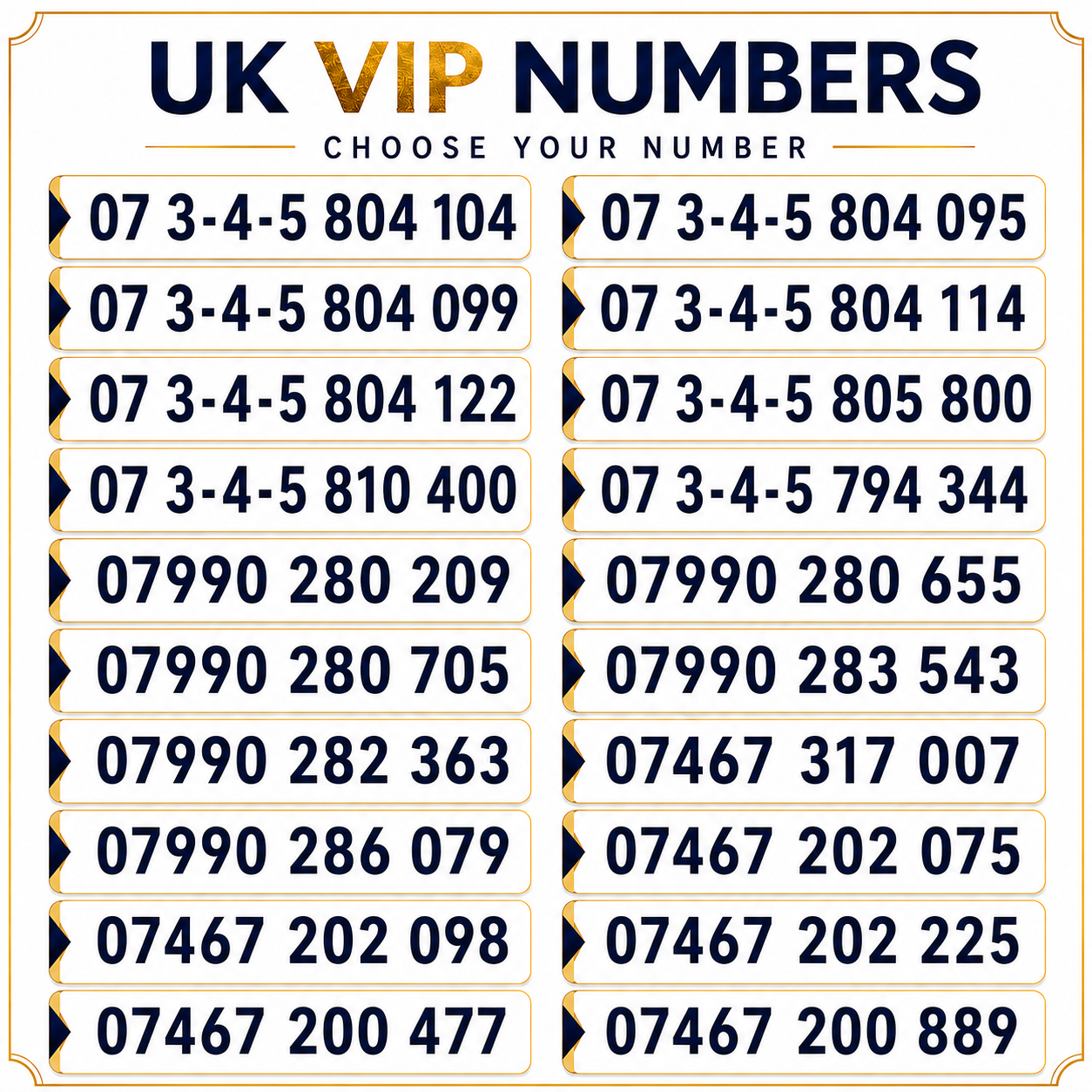 Lebara gold mobile numbers UK, choose your VIP number from memorable Pay As You Go SIMs