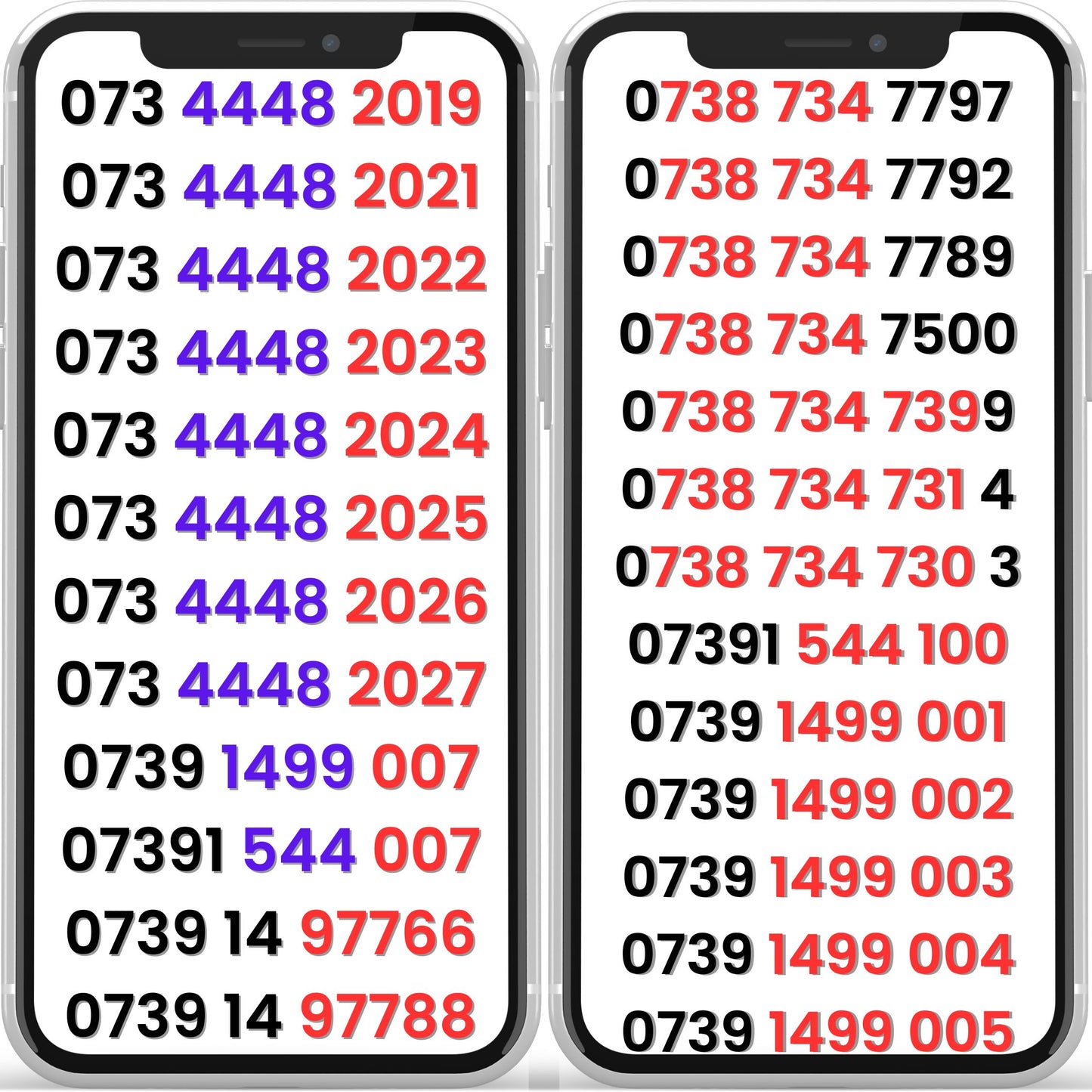 Lebara UK VIP gold mobile numbers G-L series with memorable number patterns