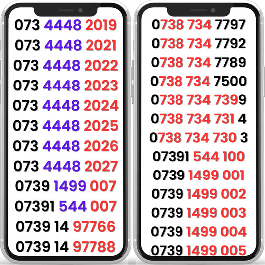 Lebara UK VIP gold mobile numbers G-L series with memorable number patterns