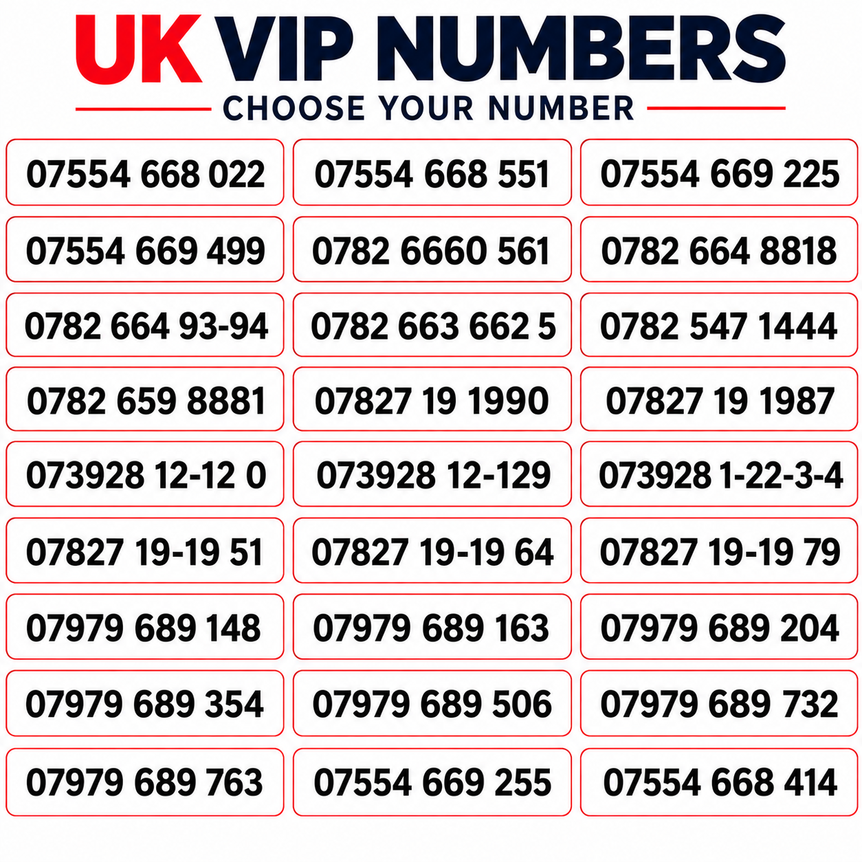 Lebara VIP and gold mobile numbers UK with memorable number patterns – choose your number