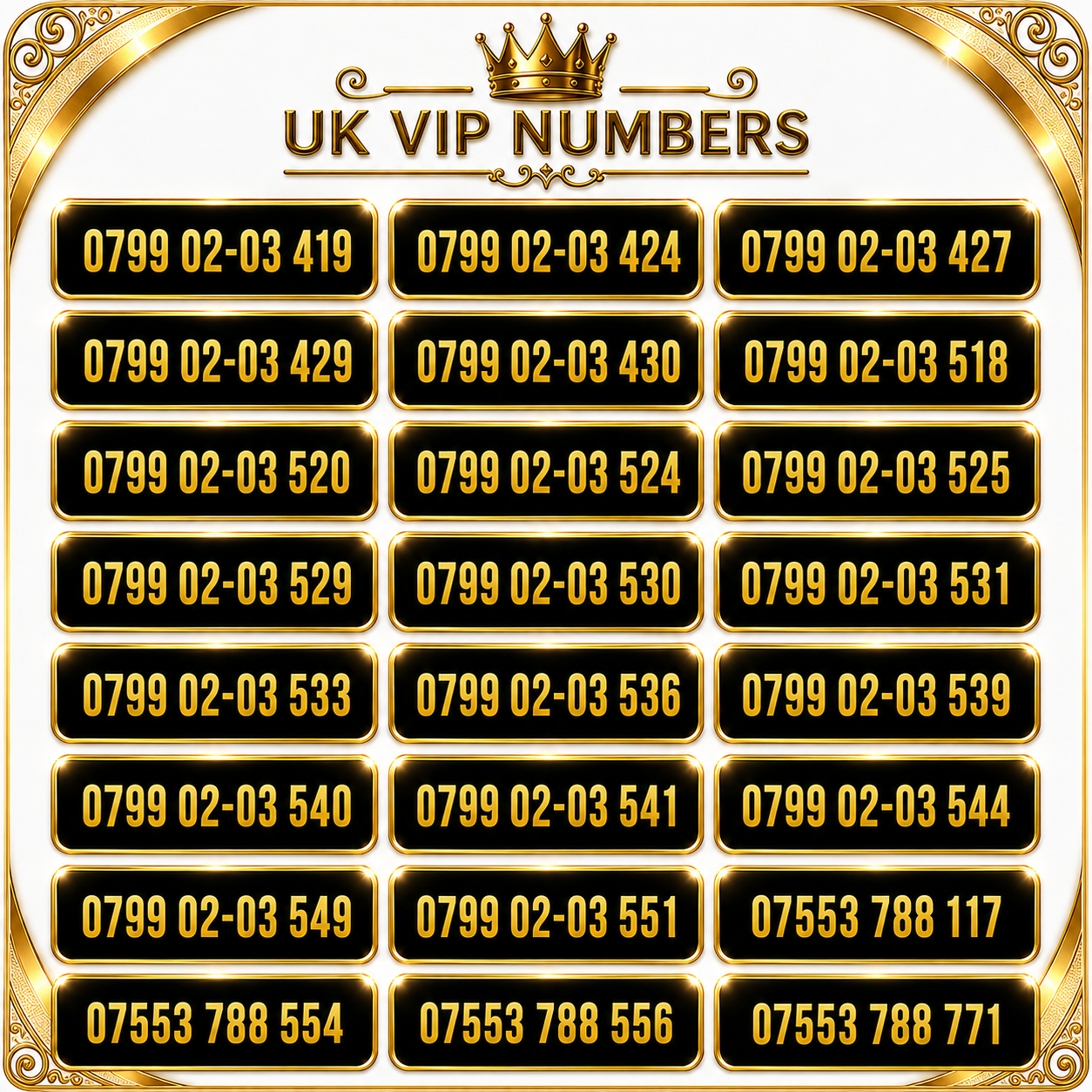 Lebara VIP Mobile Numbers UK | Choose Your Gold Number
