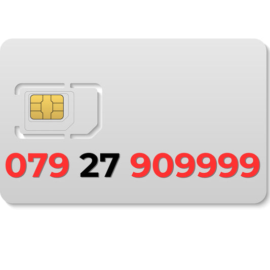 SIM card with vip numbers printed on a white background , gold number -o2 uk