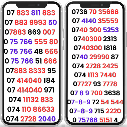 Premium SMARTY gold phone numbers UK shown on mobile display – personalised VIP number collection