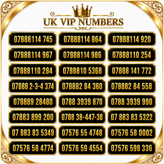 SMARTY VIP mobile numbers UK image showing selected gold and memorable phone numbers