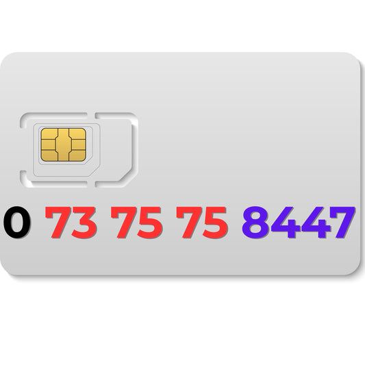 EE gold VIP number 07375758447 with repeating 7575 sequence and 44 pattern ending in 7