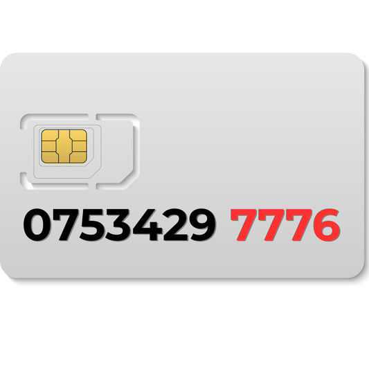 EE VIP mobile number 07534297776 with repeating 777 digits ending in 6
