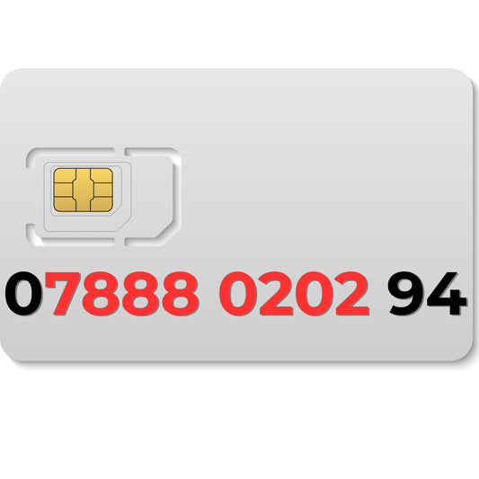 Smarty VIP gold mobile number 07888020294 with 888 digits and repeating 0202 sequence