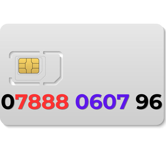 Smarty VIP gold mobile number 07888060796 with 888 digits and repeating 07 pattern