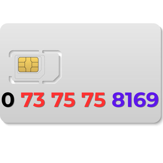 EE gold VIP number 07375758169 with repeating 7575 pattern and 69 ending