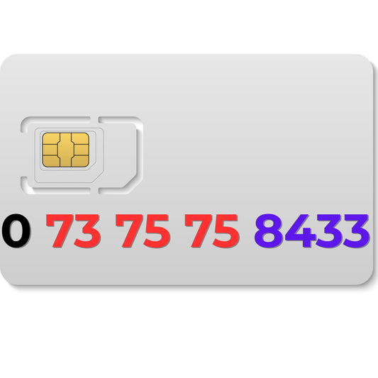 EE VIP mobile number 07375758433 with repeating 7575 pattern and double 33 ending