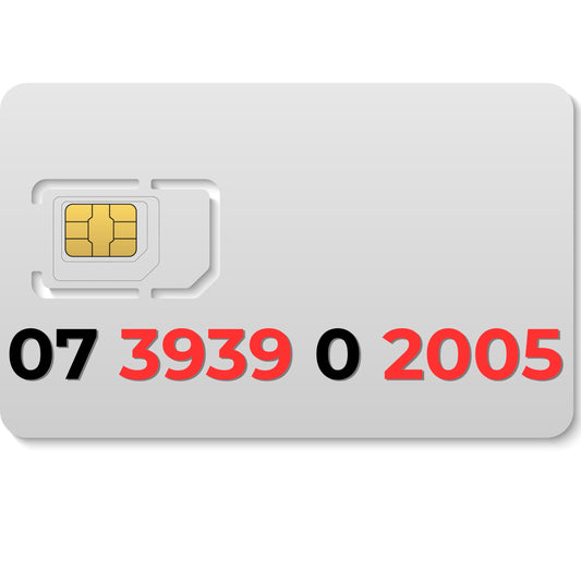 Memorable gold VIP number 07393902005 with 2005 birthday year pattern
