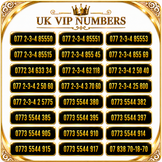 Three VIP mobile numbers UK with 2-3-4 and 5544 memorable gold number patterns