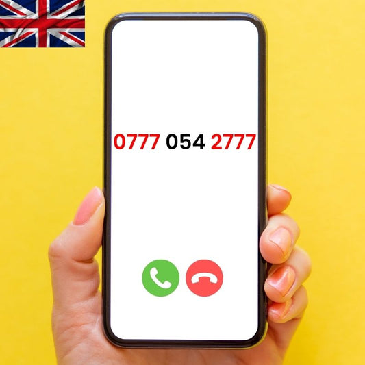 UK VIP mobile number 07770 542777 on phone screen
