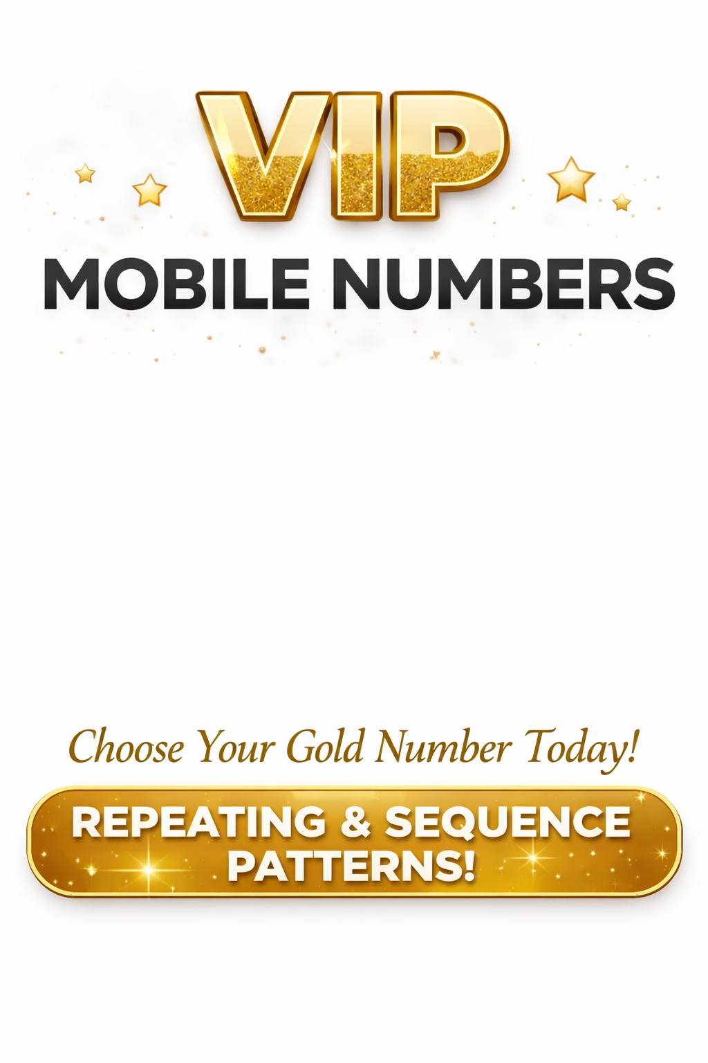 VIP gold mobile numbers banner – choose your gold number today with repeating and sequence VIP number patterns