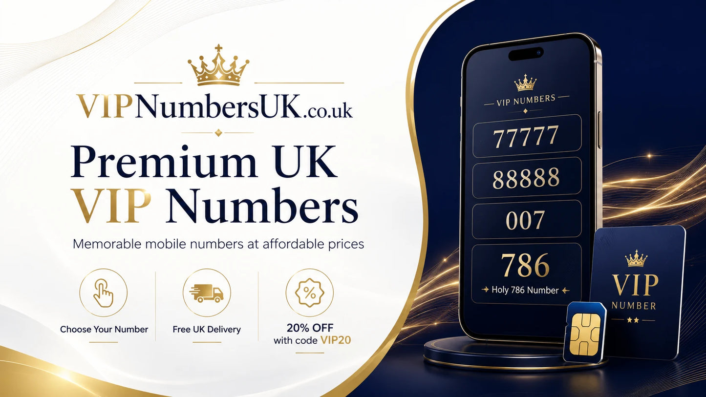 VIPNumbersUK premium UK VIP numbers including 786, 007 and repeating number patterns