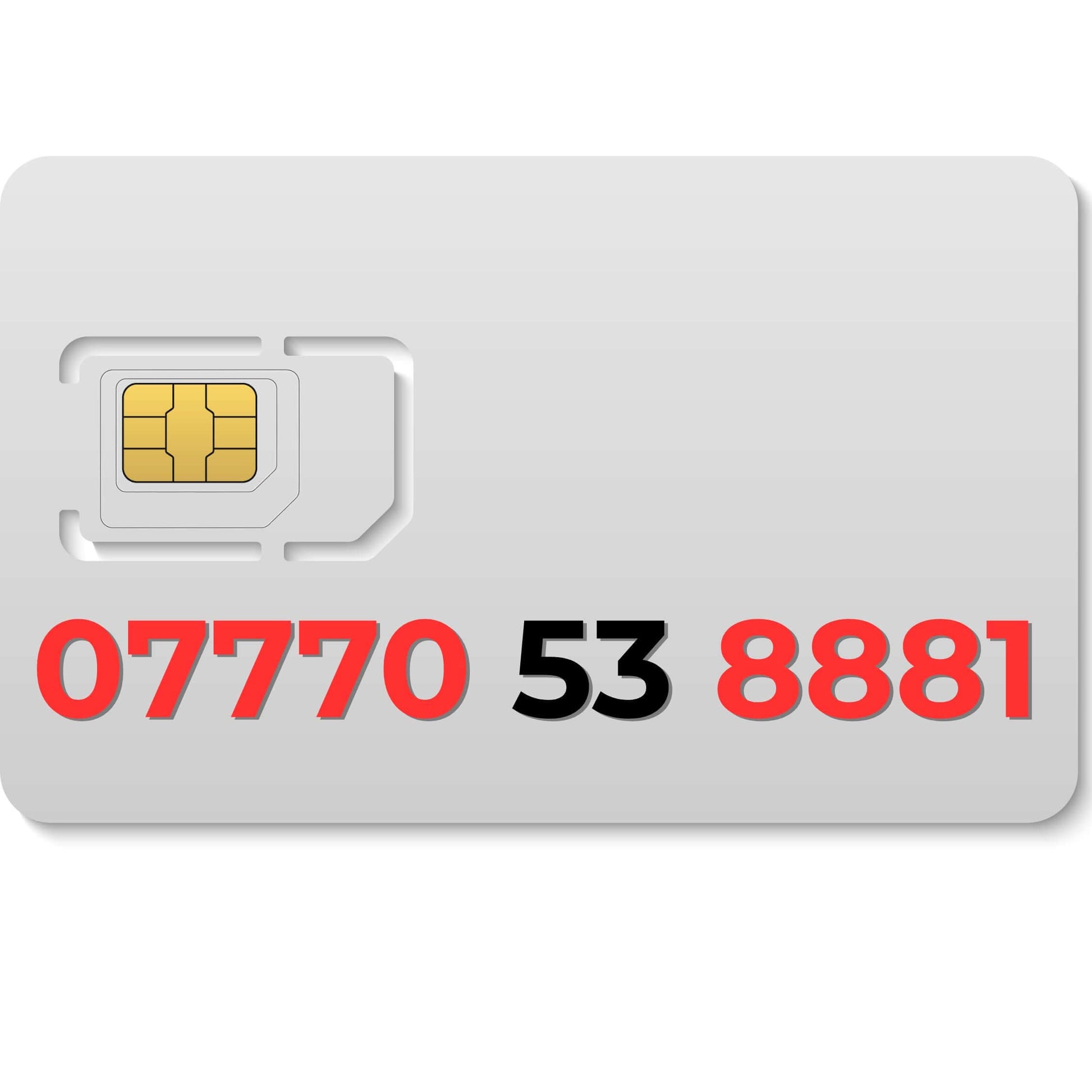 VIP gold mobile number 07770538881 with lucky 888 sequence and unique ending