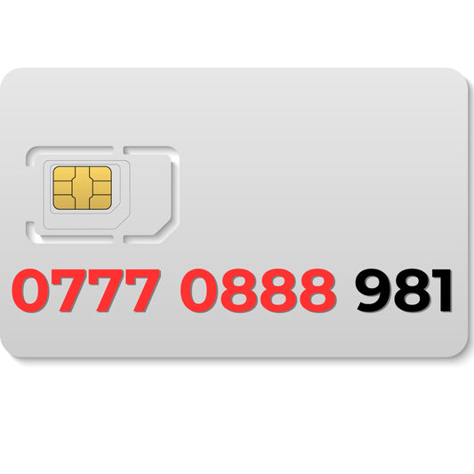 Exclusive gold VIP mobile number 07770888981 with lucky 888 digits