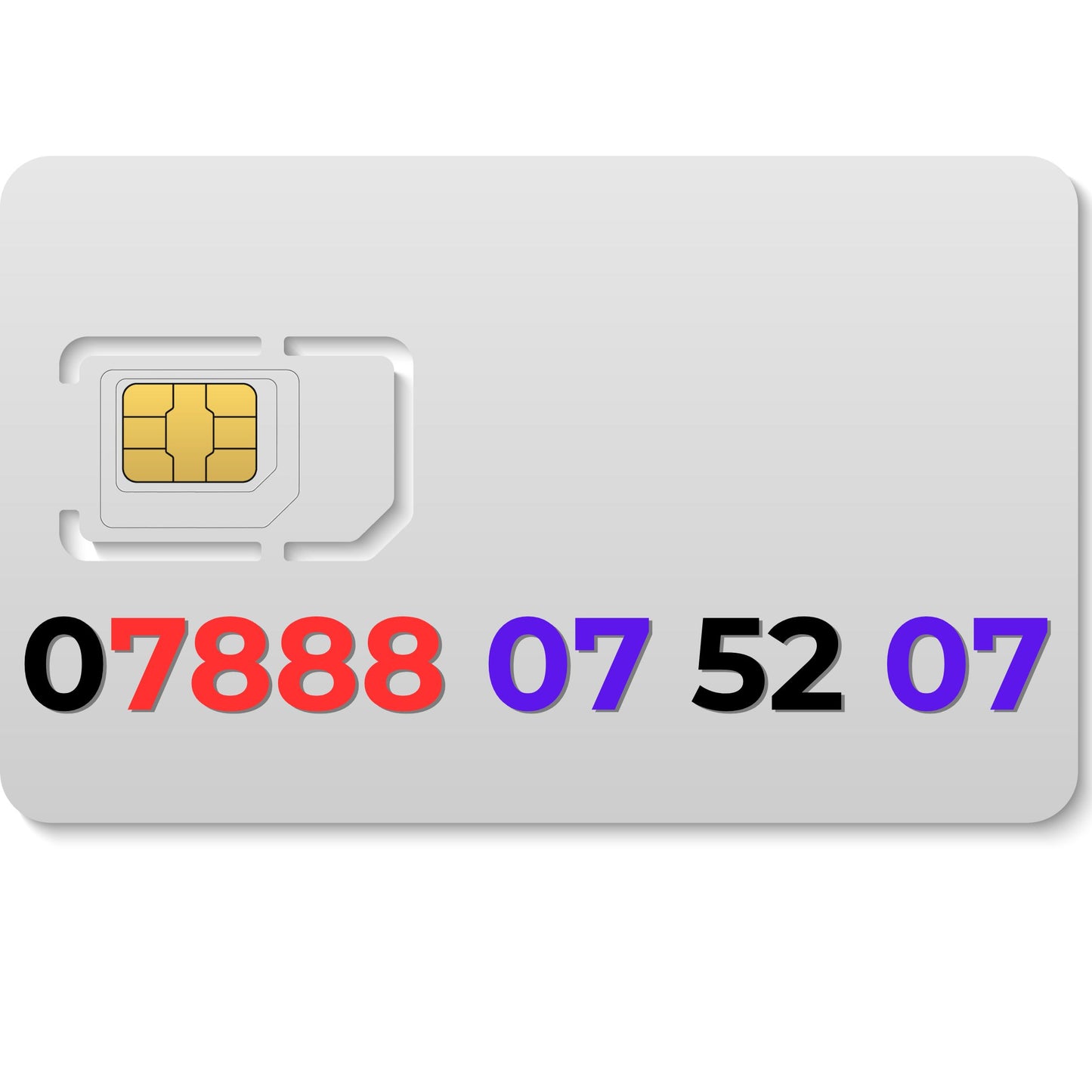 VIP gold mobile number 07888075207 with 888 for luck and repeating 07 pattern