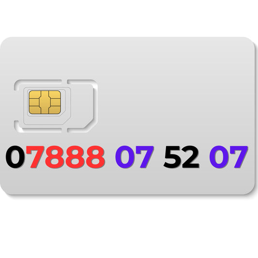VIP gold mobile number 07888075207 with 888 for luck and repeating 07 pattern
