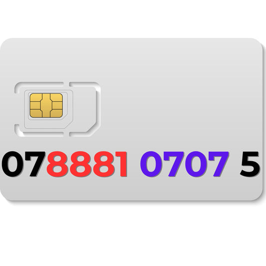 VIP gold mobile number 07888107075 with 88 for prosperity and repeating 07 pattern