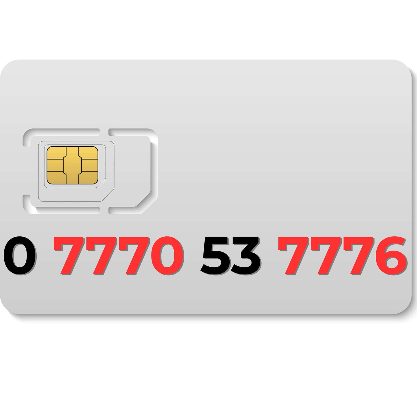 VIP gold mobile number 07770537776 with repeating 777 pattern ending in 6